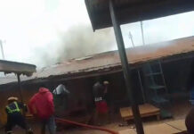 Chaos in Sampa: One dead, Police Officer shot, market torched in Chieftaincy clash
