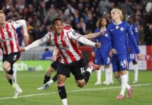 Brentford score injury-time equaliser against Chelsea