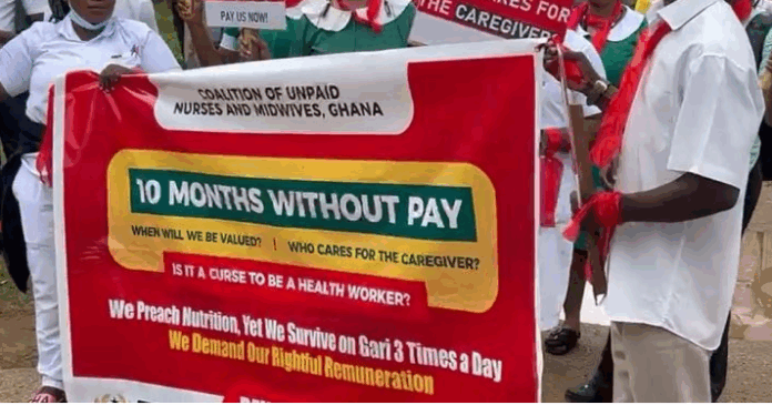 Unpaid nurses and midwives protest salary arrears
