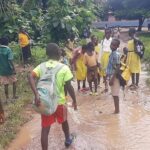 Flooded river cuts off pupils of Badu Methodist ‘B’ Basic School in Tain District