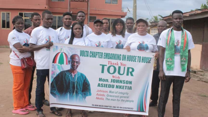 Volta NDC executives embark on house-to-house ‘Thank You Tour’ for Asiedu Nketia
