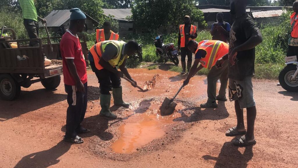 Dormaa East NADMO patches potholes to reduce road accidents