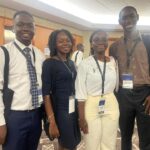 Samuel Afolabi of Ibadan University (left), Lydia Ankomah Obeng (in white) of University of Ghana Medical School and colleagues at 8th Galien Africa Forum, Dakar