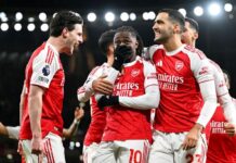 Eze nets stunning hat-trick as Arsenal thrash Spurs in derby