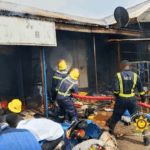 Fire engulfs containers at Techiman Market