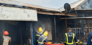 Fire engulfs containers at Techiman Market