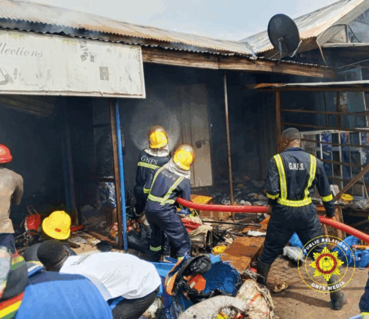 Fire engulfs containers at Techiman Market