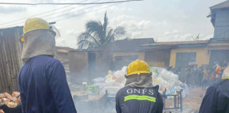 GNFS salvages GH¢35,000 worth of goods in storeroom fire at Mampong-Akuapem