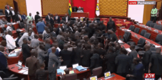 Chaos erupts in Parliament as Minority storms centre of floor over Kpandai seat controversy