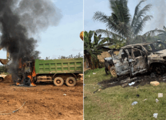 Adelekezu residents burn six vehicles, destroy mining company’s property after boy’s death