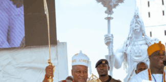 Photos: Ooni of Ife confers prestigious Yoruba title on President Mahama in Nigeria
