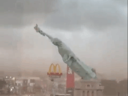 Statue of Liberty replica collapses due to strong winds in Brazil