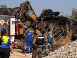 At least 22 killed after construction crane falls on a passenger train in northeastern Thailand