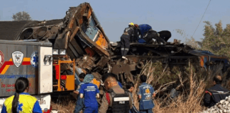 At least 22 killed after construction crane falls on a passenger train in northeastern Thailand