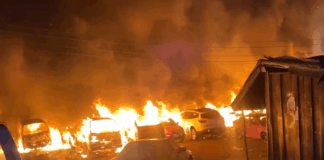 Over 100 cars burnt as fire guts mechanical shop at Sofoline