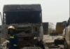 Trucks carrying Hyundai Van, 1,000 bags of cement catch fire at Buipe