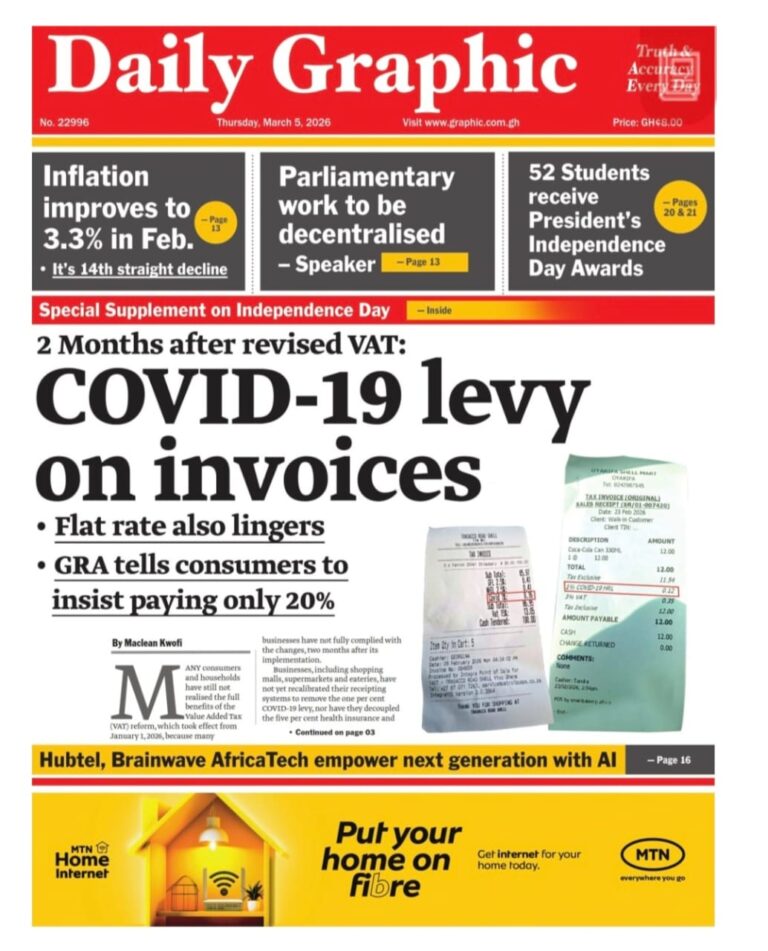 Newspaper headlines: Thursday, March 5, 2026