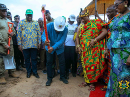 President Mahama cuts sod for Ghana’s first Farmer Services Centre at Afram Plains
