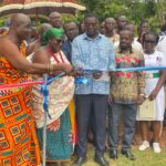 Gideon Boako cuts sod for construction of maternity block at Duayaw Nkwanta Health Centre