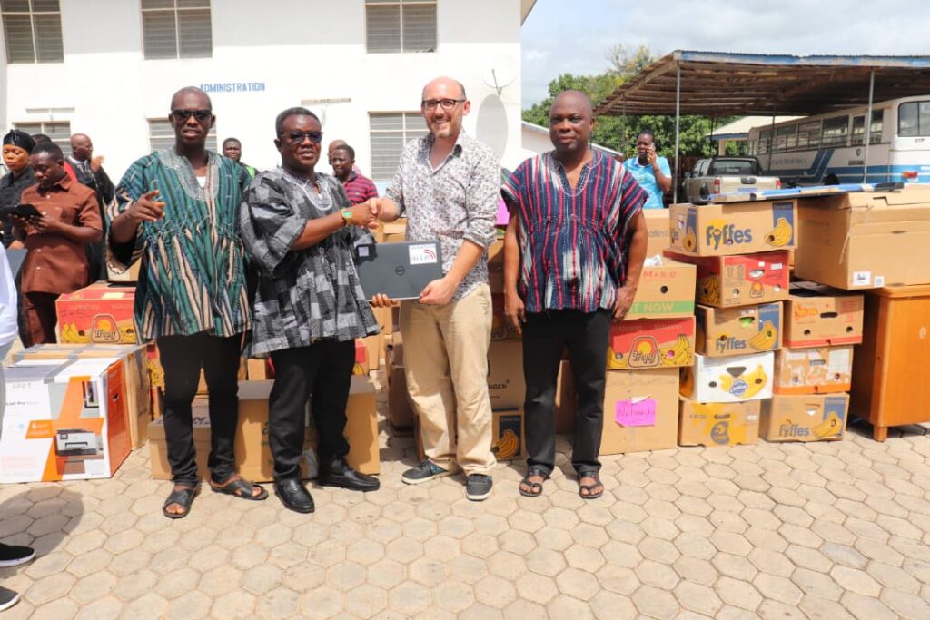 Edem Kofi Kpotosu, German NGO donate ICT equipment and learning materials to Ho schools
