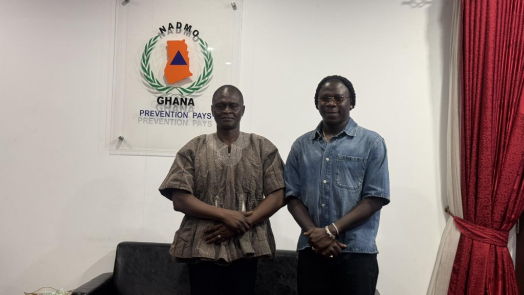 Stonebwoy visits NADMO boss to explore public awareness partnership
