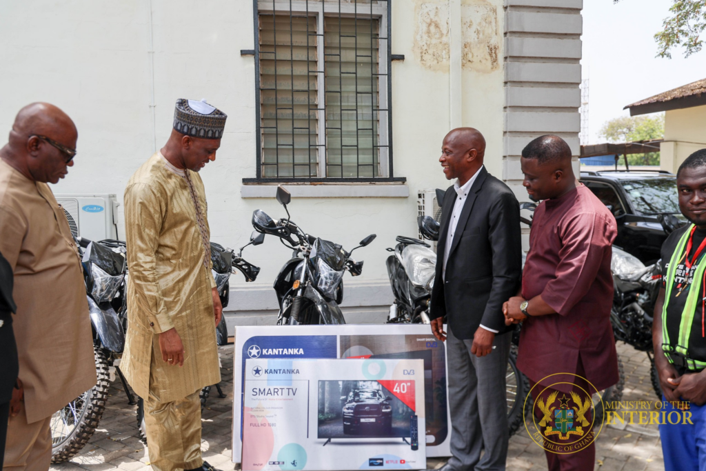 Kantanka donates motorbikes and television sets to Interior Ministry [Photos]