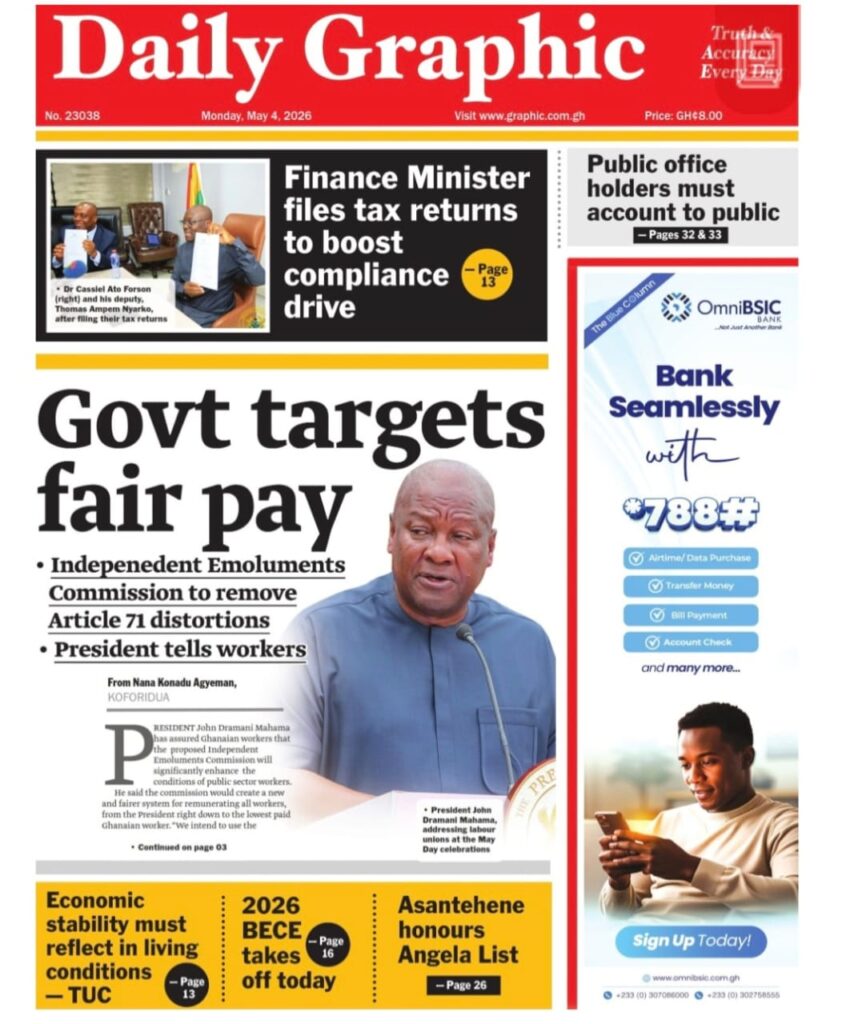 Newspaper headlines: Monday, May 4, 2026