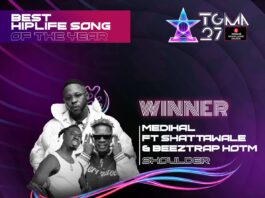 TGMA 27: Medikal’s ‘Shoulder’ wins Best Hiplife Song