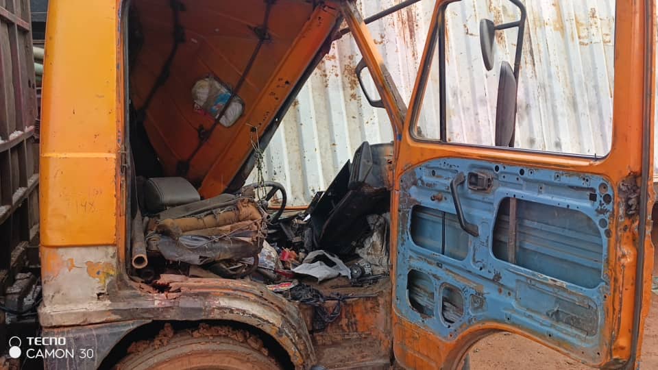 Driver in critical condition after container crushes mini cargo vehicle at Gomoa Biakoye