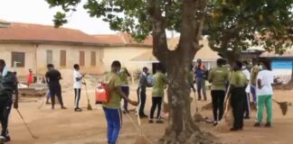 Cadets in Asutifi South embark on cleanup exercise at Hwidiem to improve sanitation