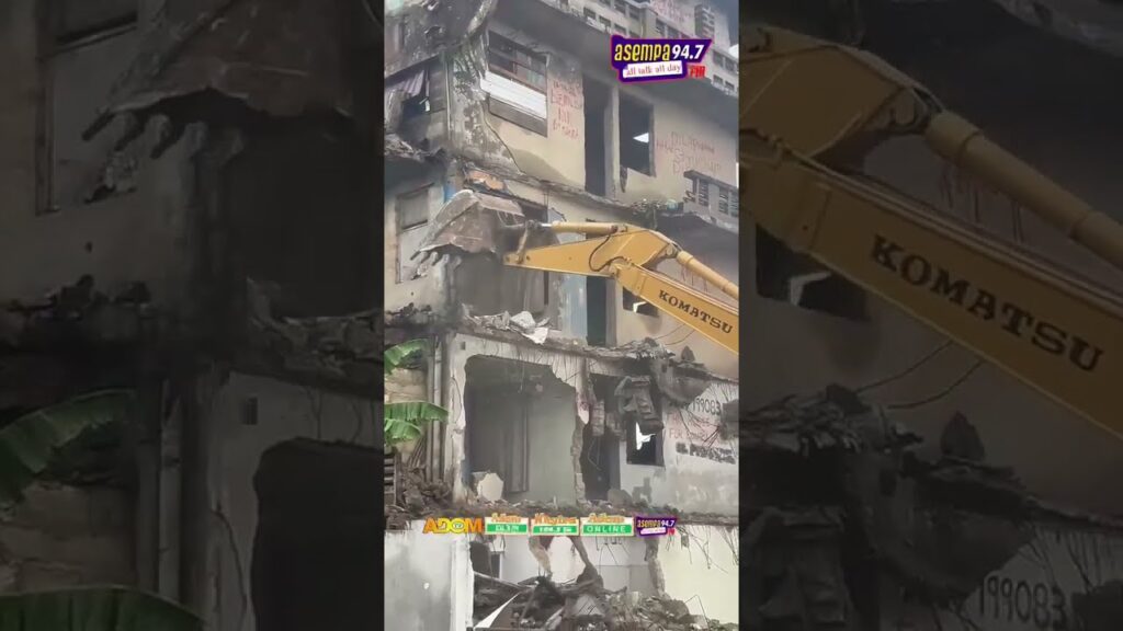 Authorities demolish dilapidated building in Osu (