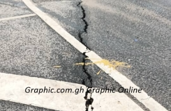 Cracks appear on asphalt surface on Tema Motorway Interchange