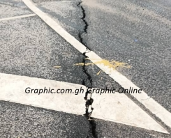 Cracks appear on asphalt surface on Tema Motorway Interchange