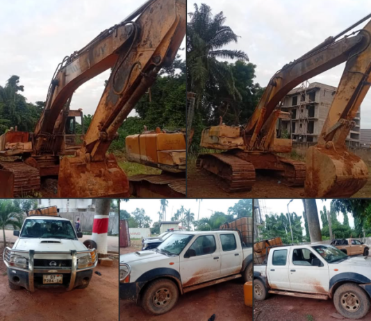 Anti-Galamsey Task Force seizes excavators, pickup truck in raid near Adansi Asokwa Hospital