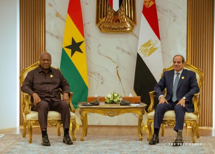 President John Dramani Mahama and Egyptian President Abdel Fattah el-Sisi have agreed to deepen cooperation between Ghana and Egypt in defence, pharmaceuticals, trade and infrastructure.