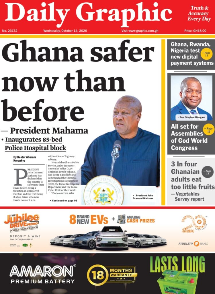 Newspaper headlines: Wednesday, October 14, 2026