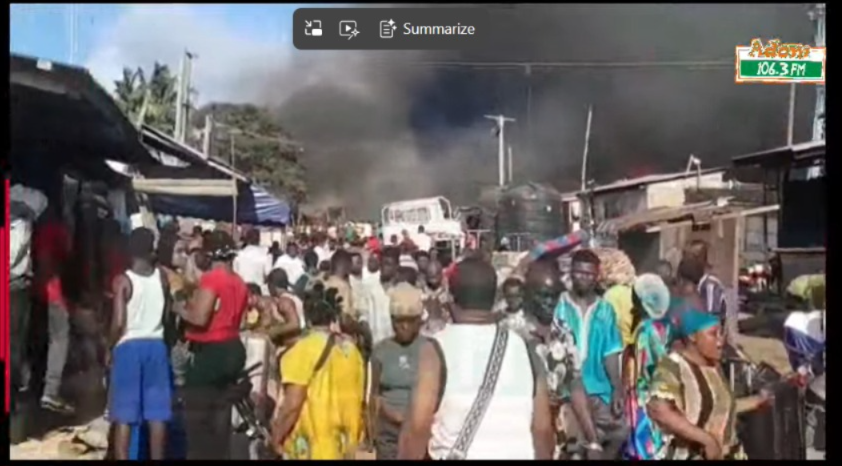 Fire rages through Kofikrom at North Industrial Area in Accra