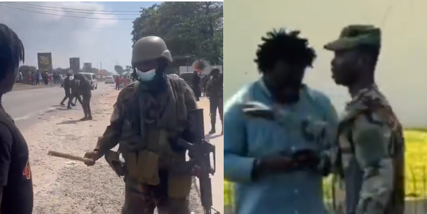 Soldiers assault blogger Sika Official and activist Ralph during La Pleasure Beach demolition